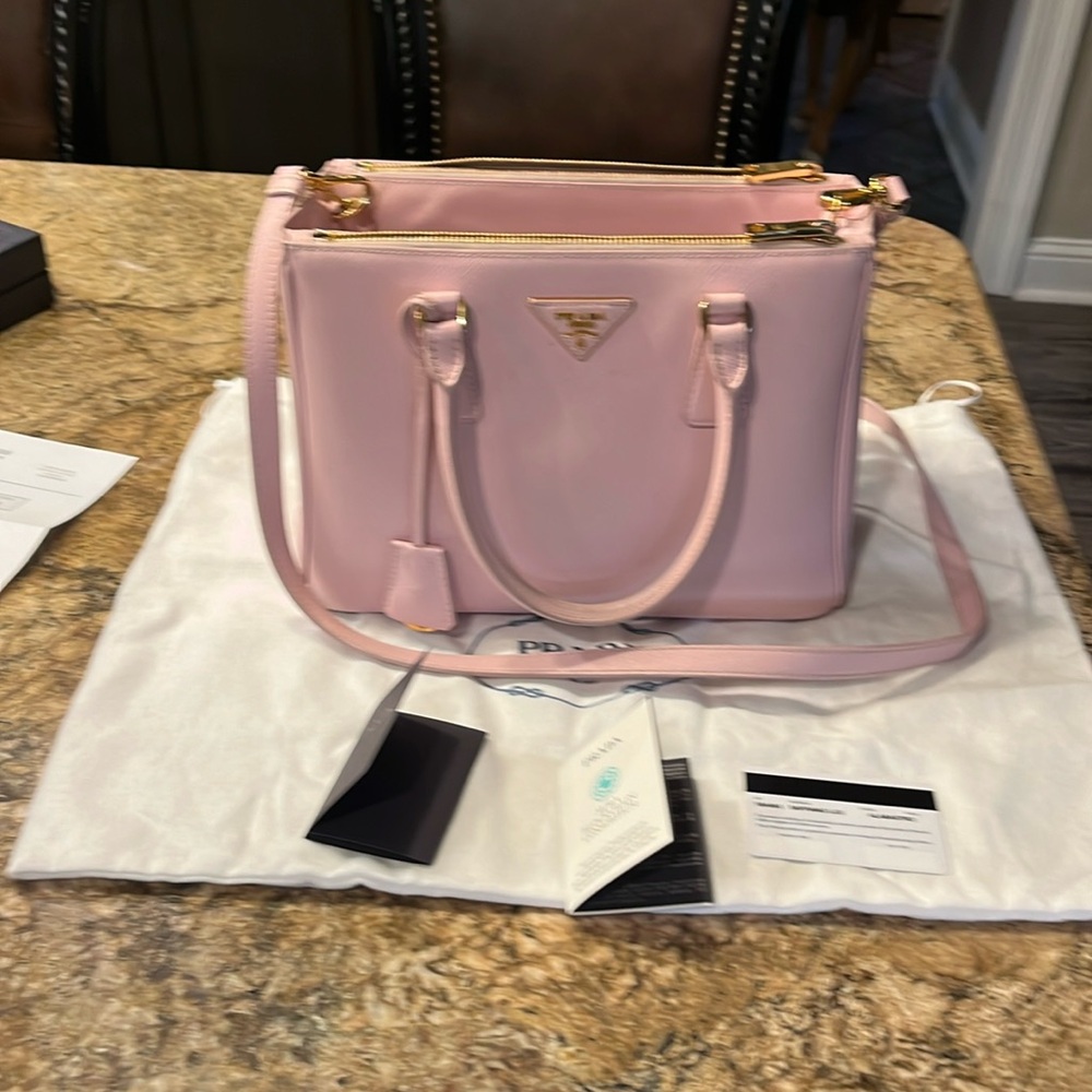 Prada Light Pink Shoulder Bag with Gold Accents